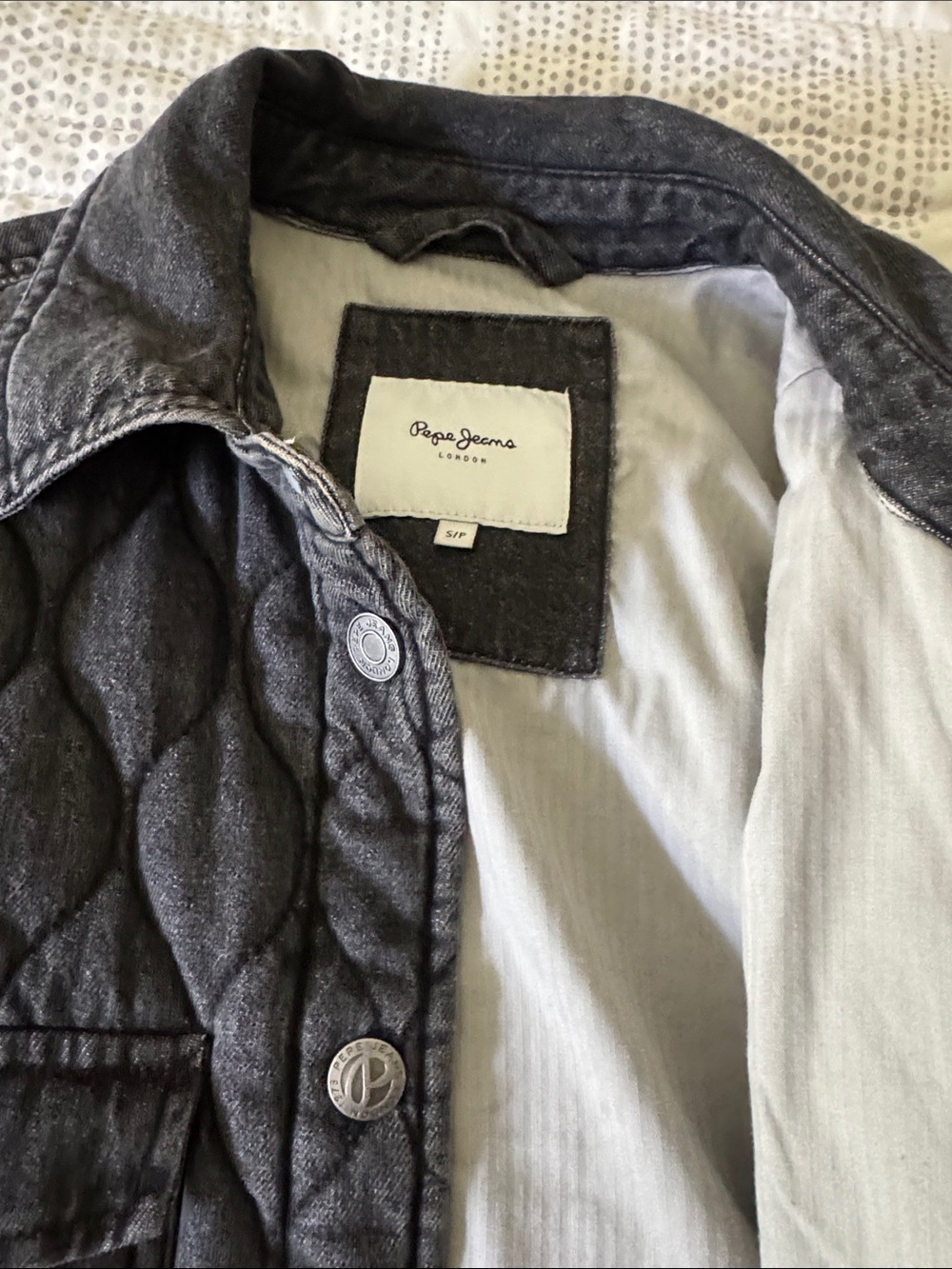 Quilted Dark Gray Denim Shacket Jacket - Women's Lightweight Button-Up - Picture 3 of 6